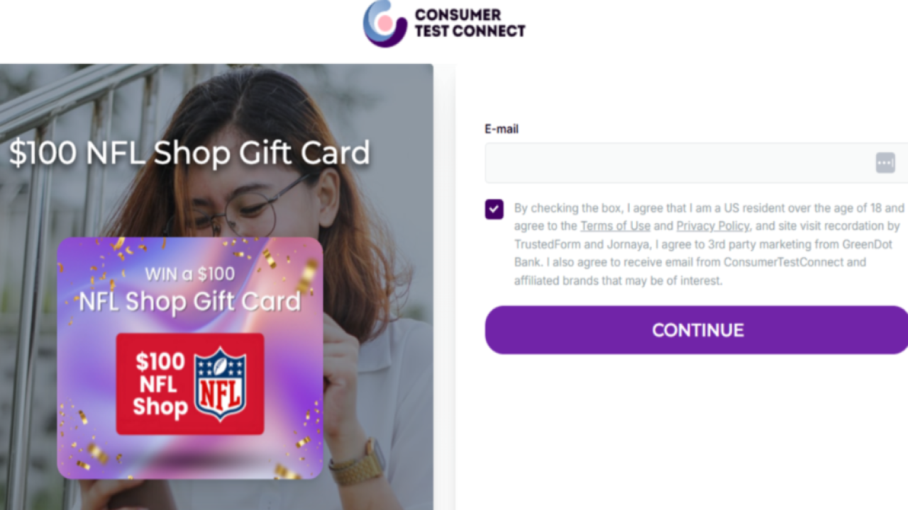 📧 Sign Up for “NFL Shop $100 Gift Card”